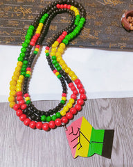 Reggae Color Wooden Bead Cross Necklace Hip Hop Jewelry