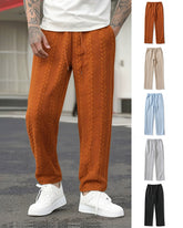 Big & Tall Men's Solid Color Tether Jacquard Knit Straight Pants XS-2XL