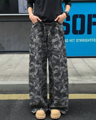 Big & Tall Men's Vintage Camouflage Jeans Loose Pants M-5XL