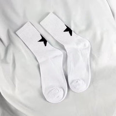 5 Pairs/10 Pairs Men/Women Solid Color Ankle Socks, Black & White, Versatile Crew Socks For All Seasons, Fall