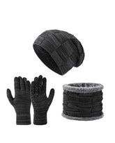 Men's And Women's Autumn And Winter Thick Hat Scarf Gloves Three-piece Set