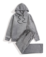 Big & Tall Men's Solid Color Sweat Hooded Pants Set S-2XL