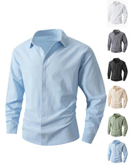 Big & Tall Men's Commuter Collar Solid Color Long Sleeve Shirt S-3XL
