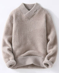 Big & Tall Men's Solid Color Fluffy Semi-Turtleneck Knit Sweater M-3XL