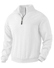 Big & Tall Men's Stand Collar Zipper Jacquard Long Sleeve Sweater S-3XL