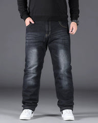 Big & Tall Men's Autumn And Winter Thick Loose Stretch Straight Jeans 28-50
