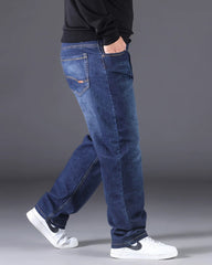 Big & Tall Men's Autumn And Winter Thick Loose Stretch Straight Jeans 28-50