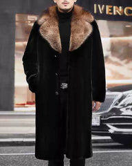 Big & Tall Men's Warm Imitation Mink Mid-length Environmentally Friendly Fur Hooded Jacket M-6XL
