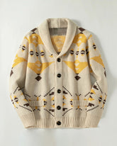 Big & Tall Men's Vintage Jacquard Laps Long Sleeve Cardigan Jacket M-3XL