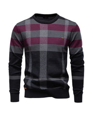 Big & Tall Men's Business Plaid Crewneck Sweater S-2XL
