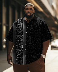 Retro Pattern Patchwork Printed Short Sleeved Big & Tall Men's Shirt