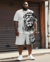 Men's Big and Tall Street Casual Lion King Print T-Shirt Shorts Set