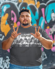 Cotton Fabric-Mist Forest Men's Loose Plus Size Short-sleeved T-shirt