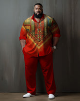 Men's Large Size Gold Totem Ethnic Long Sleeve Walking Suit