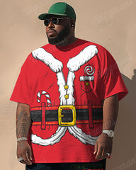 Men's Big and Tall Christmas Santa Claus Cosplay T-Shirt Trousers Set
