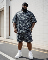 Big Men's Outdoor Mountain Climbing Activities Pair Style Camouflage Short Sleeve Shirt Shorts Suit