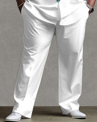 Big Men's Daily Casual Retro Print Long Sleeve Shirt Pants Set