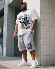 Big Men's Daily Leisure Religious Design Short Sleeve T-Shirt Shorts Suit