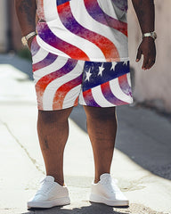 Independence Day American Flag Print Large Men's Suit