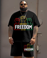 Men's Big & Tall Juneteenth Black Freedom Day Fist Print T-Shirt Shorts Set