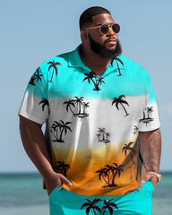 Hawaiian Gradient Coconut Colorblock Shorts Men's Big & Tall Set