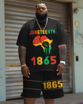 Men's Big & Tall Juneteenth Freedom Since 1865 Printed T-shirt Shorts Set