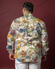 Abstract Impression Long Sleeve Shirt Men's Plus Size