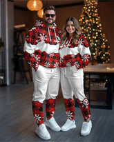 Couple Matching Big & Tall Christmas Snowflake Plaid Hoodie Pants Set