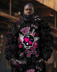 Men's Large Size Skull Love Bones Hoodie Set of Two