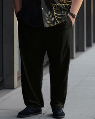 Gold Leaf Minimalist Printed Oversized Men's Short Sleeved Shirt Set