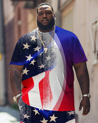 Independence Day American Flag Print Large Men's Suit