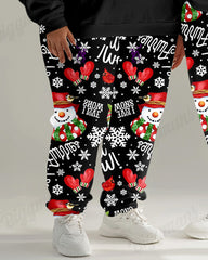 Couple Fashion Casual Christmas Letter Print Hoodie Big & Tall Set