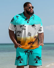 Hawaiian Gradient Coconut Colorblock Shorts Men's Big & Tall Set