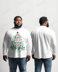 100% Cotton-Merry Christmas Men's Plus Size Long Sleeve T-Shirt