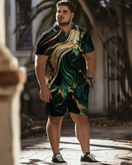 Desert Green Print Large Polo Men's Short Sleeve Set