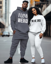 Couple Big & Tall Casual She I Love Weird I m Weird Hoodie Set