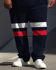 Street Simple Striped Contrast Print Large Men's Suit