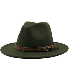 Multi-Color Hat Suede Belt Woolen Hat British Style Jazz Hat