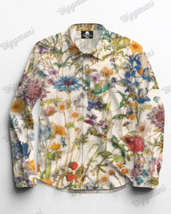 Abstract Impression Long Sleeve Shirt Men's Plus Size