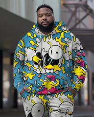 Men's Plus Size Cartoon Graffiti Anime Hoodie Set of Two