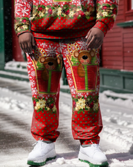 Big & Tall Guy's Christmas Snow Bear Hoodie and Sweatpants Set