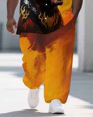 Men's Fashion Mutant Bear Cartoon Animal Theme Short Sleeve Shirt Pants Set