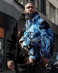 Big Men's Casual Lion Two Piece Sweatshirt