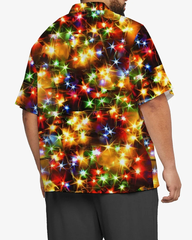 Men's Plus Size String Light Print Short Sleeve Shirt Shorts Suit