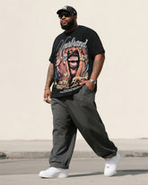 Big Boy Essential Fashion Street Big Mouth Crewneck Short Sleeve T-shirt Trousers Suit