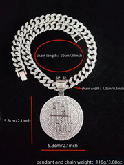Big & Tall Men's 1 Piece Fashion Rhinestone Decorated Round Pendant Initial
