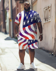 Independence Day American Flag Print Large Men's Suit