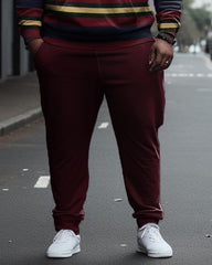 Men's Big & Tall Striped Casual Hoodie and Sweatpants Two Piece Set