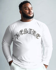100% Cotton-Simple Letter Men's Loose Plus Size Long Sleeve T-Shirt