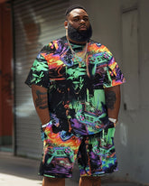Street Style Colorful Game Printed Big Guy's Set